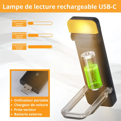 Lampe de lecture rechargeable compact noir
