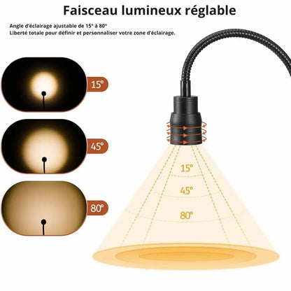 Lampe de lecture flexible à conception articulée blanc