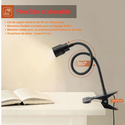 Lampe de lecture flexible à conception articulée noir