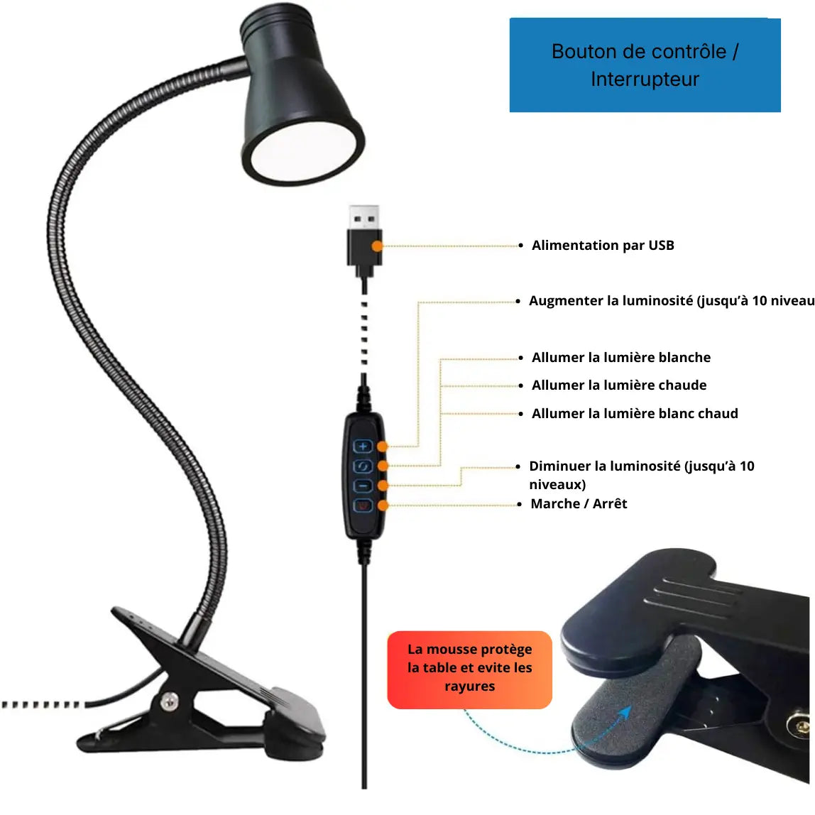Lampe de chevet pour lecture éclairage ciblé